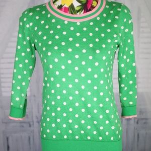 Green & White Polka Dot J. Crew Sweater